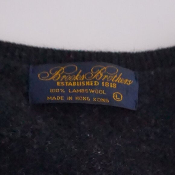 Vintage '90S Brooks Brothers Navy Argyle 100% Lambswool V-Neck Knit Sweater L - Picture 4 of 10